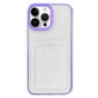 For iPhone 15 Pro 360 Clear PC Hybrid  TPU Phone Case with Card Slot(Purple) - 1