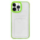 For iPhone 15 Pro 360 Clear PC Hybrid  TPU Phone Case with Card Slot(Green) - 1