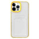 For iPhone 15 Pro 360 Clear PC Hybrid  TPU Phone Case with Card Slot(Yellow) - 1