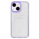For iPhone 14 Plus 360 Clear PC Hybrid  TPU Phone Case with Card Slot(Purple) - 1