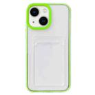 For iPhone 14 Plus 360 Clear PC Hybrid  TPU Phone Case with Card Slot(Green) - 1