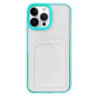 For iPhone 15 Pro Max 360 Clear PC Hybrid  TPU Phone Case with Card Slot(Blue) - 1