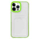 For iPhone 15 Pro Max 360 Clear PC Hybrid  TPU Phone Case with Card Slot(Green) - 1