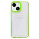 For iPhone 14 360 Clear PC Hybrid  TPU Phone Case with Card Slot(Green) - 1