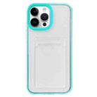 For iPhone 14 Pro Max 360 Clear PC Hybrid  TPU Phone Case with Card Slot(Blue) - 1