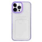 For iPhone 14 Pro 360 Clear PC Hybrid  TPU Phone Case with Card Slot(Purple) - 1
