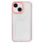 For iPhone 13 360 Clear PC Hybrid  TPU Phone Case with Card Slot(Pink) - 1