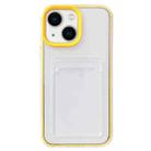 For iPhone 13 360 Clear PC Hybrid  TPU Phone Case with Card Slot(Yellow) - 1