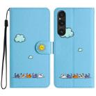 For Sony Xperia 1 V Cartoon Cats Leather Phone Case(Blue) - 1