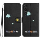 For Sony Xperia 1 V Cartoon Cats Leather Phone Case(Black) - 1