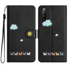 For Sony Xperia 10 IV Cartoon Cats Leather Phone Case(Black) - 1