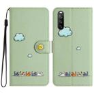 For Sony Xperia 10 V Cartoon Cats Leather Phone Case(Green) - 1