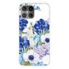 For iPhone 12 / 12 Pro Pattern TPU Protective Case(Blue and White Roses) - 1