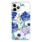 For iPhone 11 Pro Max Pattern TPU Protective Case(Blue and White Roses) - 1