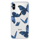 For iPhone X / XS Pattern TPU Protective Case(Blue Butterfly) - 1