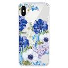 For iPhone X / XS Pattern TPU Protective Case(Blue and White Roses) - 1