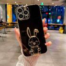 For iPhone 15 Pro Plating Rabbit Holder Phone Case(Black) - 1