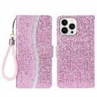 For iPhone 15 Pro Max Glitter Powder Filp Leather Phone Case(Pink) - 1