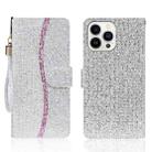 For iPhone 15 Pro Max Glitter Powder Filp Leather Phone Case(Silver) - 1