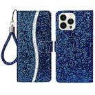 For iPhone 15 Pro Glitter Powder Filp Leather Phone Case(Blue) - 1