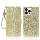 For iPhone 15 Pro Glitter Powder Filp Leather Phone Case(Gold) - 1