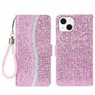 For iPhone 15 Plus Glitter Powder Filp Leather Phone Case(Pink) - 1