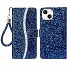 For iPhone 15 Glitter Powder Filp Leather Phone Case(Blue) - 1
