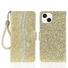 For iPhone 15 Glitter Powder Filp Leather Phone Case(Gold) - 1