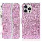 For iPhone 16 Pro Max Glitter Powder Filp Leather Phone Case(Pink) - 1