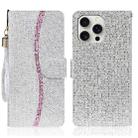 For iPhone 16 Pro Max Glitter Powder Filp Leather Phone Case(Silver) - 1