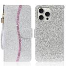 For iPhone 16 Pro Glitter Powder Filp Leather Phone Case(Silver) - 1