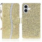 For iPhone 16 Glitter Powder Filp Leather Phone Case(Gold) - 1