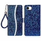 For iPhone 16e Glitter Powder Filp Leather Phone Case(Blue) - 1