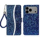 For iPhone 17 Pro Max Glitter Powder Filp Leather Phone Case(Blue) - 1