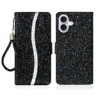 For iPhone 17 Glitter Powder Filp Leather Phone Case(Black) - 1