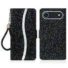 For iPhone 17 Air Glitter Powder Filp Leather Phone Case(Black) - 1