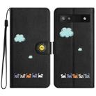 For Google Pixel 6a Cartoon Cats Leather Phone Case(Black) - 1