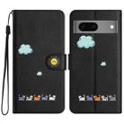 For Google Pixel 7 Cartoon Cats Leather Phone Case(Black) - 1