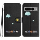 For Google Pixel 7 Pro Cartoon Cats Leather Phone Case(Black) - 1