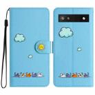 For Google Pixel 7a Cartoon Cats Leather Phone Case(Blue) - 1