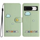 For Google Pixel 8 Cartoon Cats Leather Phone Case(Green) - 1