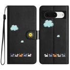 For Google Pixel 8 Cartoon Cats Leather Phone Case(Black) - 1