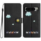 For Google Pixel 8 Pro Cartoon Cats Leather Phone Case(Black) - 1