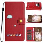 For Google Pixel 9a Cartoon Cats Leather Phone Case(Red) - 1