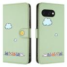 For Google Pixel 9a Cartoon Cats Leather Phone Case(Green) - 2