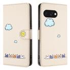 For Google Pixel 9a Cartoon Cats Leather Phone Case(Beige White) - 2
