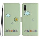 For Xiaomi Redmi 9A Cartoon Cats Leather Phone Case(Green) - 1