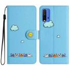 For Xiaomi Redmi 9T Cartoon Cats Leather Phone Case(Blue) - 1