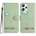 For Xiaomi Redmi 12 4G Cartoon Cats Leather Phone Case(Green) - 1