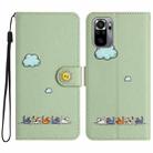 For Xiaomi Redmi Note 10 4G Cartoon Cats Leather Phone Case(Green) - 1